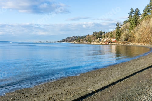 Preview: A View Of The Beach And Waterfront Homes At Lincoln Park In West Seattle, Washington.