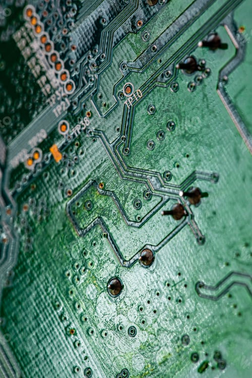 Preview: Macro Close up of printed wiring on PC circuit board