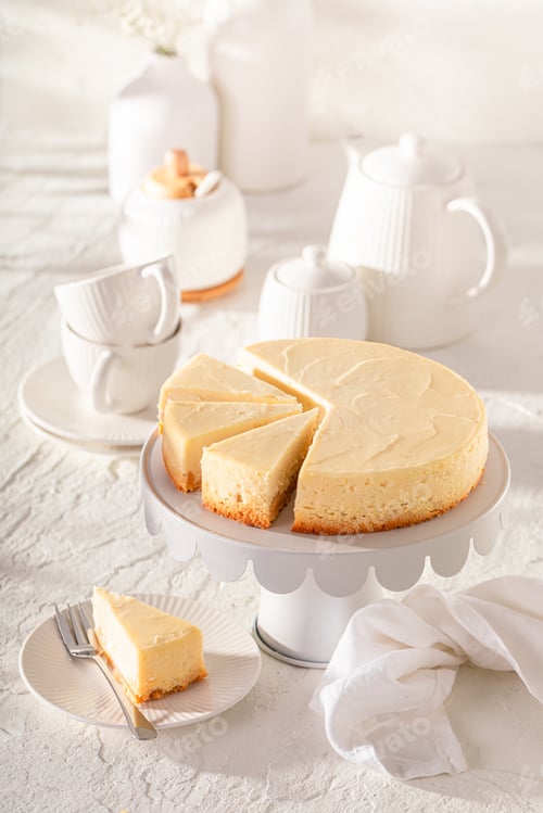 Preview: Cold New york cheesecake made with mascarpone and vanilla.