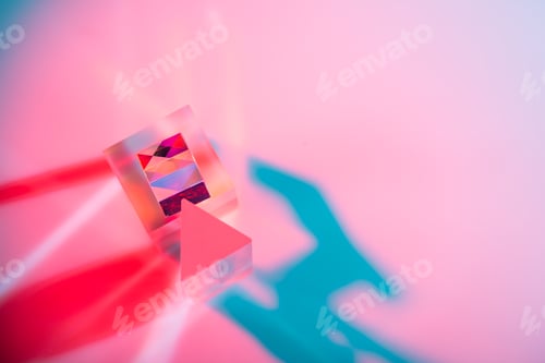 Preview: Glass crystal prism. Multicolor light effect