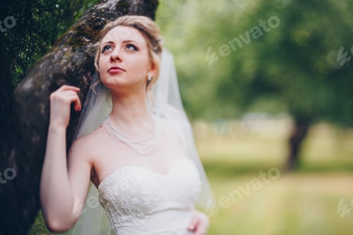 A bride in the park