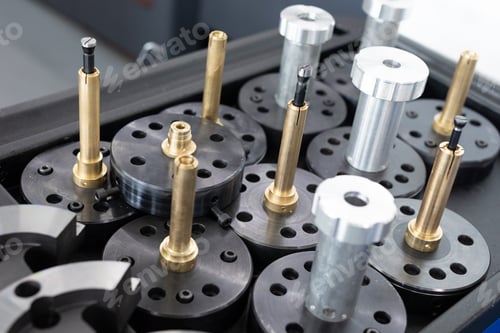 Preview: close shot of metal preparations of metal products
