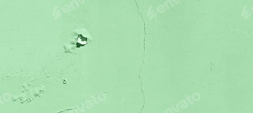 Preview: Old cracked mint wall. Painted texture background in trendy mint color. Banner