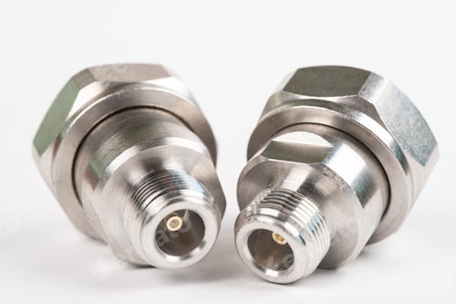 Preview: High frequency connectors component with a shiny copper nickel plating covering