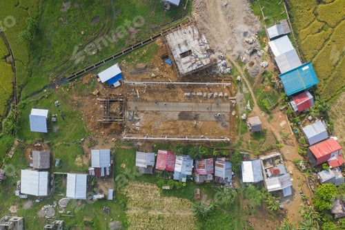 Preview: Amazing Aerial Drone Shot View of a Construction Site Building in the Philippines