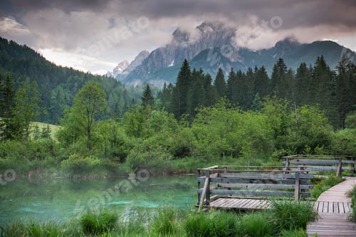 Preview: Zelenci Springs nature reserve near Kranjska Gora, Slovenia. Sava river source