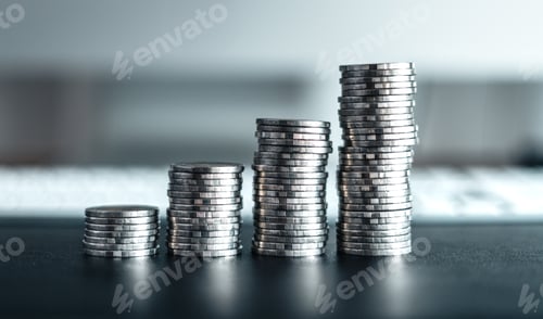 Preview: money growth,silver coins stacked up