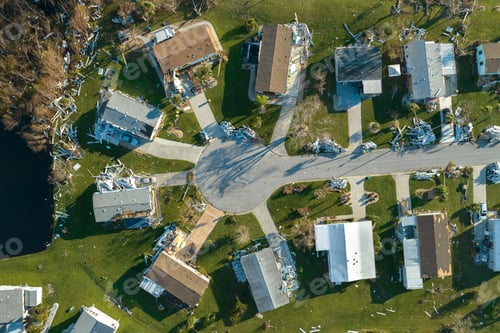 Preview: Florida Southwest region after hurricane season. Collapsed and damaged mobile homes