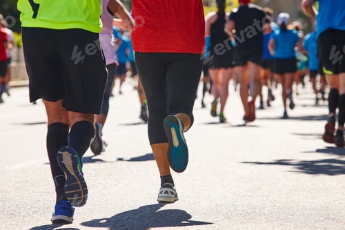 Preview: Marathon runners on the street. Healthy lifestyle. Athletes