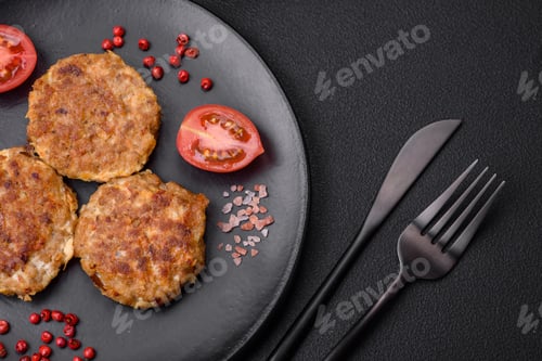 Preview: Delicious fresh fried minced fish cutlets with spices and herbs
