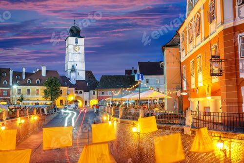 Preview: Amazing View of Lesser Square and Council Tower in the center of Sibiu city.