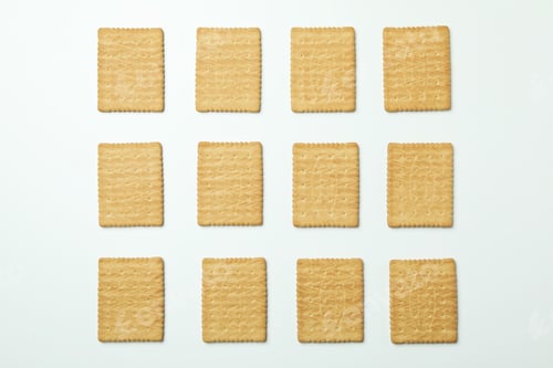 Preview: Tasty cookies on white background, top view