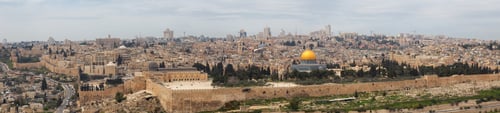 Preview: Aerial view of the Old City, Tomb of the Prophets and Dome of the Rock