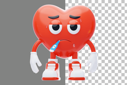 Preview: Sick Heart Character 3D Illustration