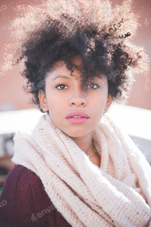 Preview: beautiful black curly hair african woman