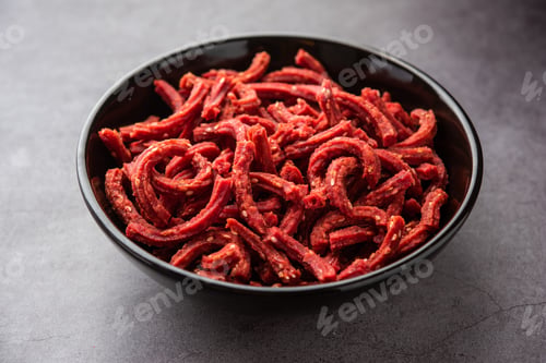 Preview: Beatroot chakli sticks made using beetroot, fried tea time snack from India