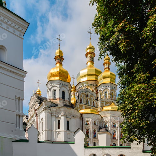 Preview: Kiev, Ukraine. Orthodox church building architecture, Pechersk Lavra monastery