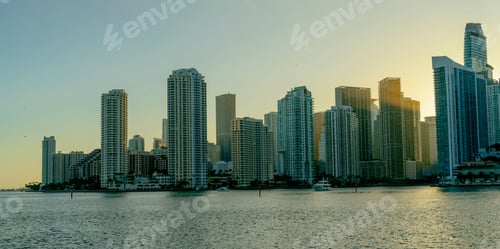 Preview: Stunning view of a metropolitan cityscape with an abundance of modern skyscrapers and a river