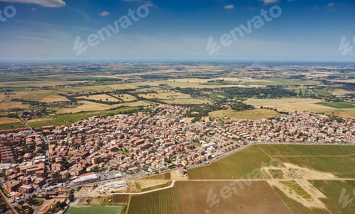 Preview: aerial view of Rome city buildings and fields