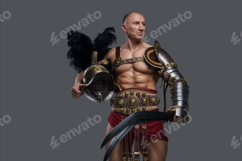 Preview: Battle-worn muscular gladiator of mature age