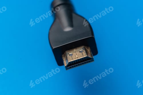 Preview: macro shot of the HDMI video cable on a color backgrounds