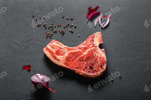 Preview: Steak - a slice of meat from the fleshy part of a beef carcass. The short loin, tenderloin, and ribs