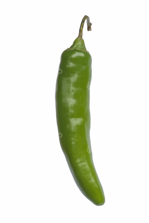 Preview: Serrano Hot Pepper (Capsicum Annuum Serrano). Image Of Single Pepper On White Background