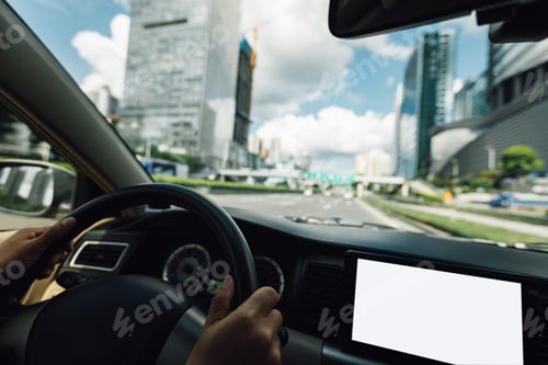 Preview: People driving car on city road