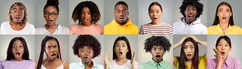 Preview: Shocked People Expressing Worry and Surprise Concept