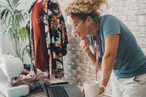 Preview: Modern stylist woman use computer and connection for her online work. Ecommerce store