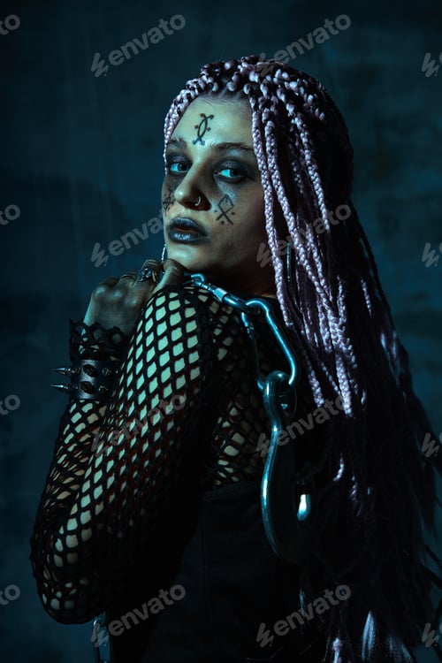 Preview: Young woman with creative make up. Halloween theme. Zombie theme.