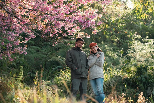 Preview: Couple in love enjoying nature travel, romantic relationship with happiness togetherness