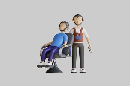 Preview: Barber and customer cartoon figure