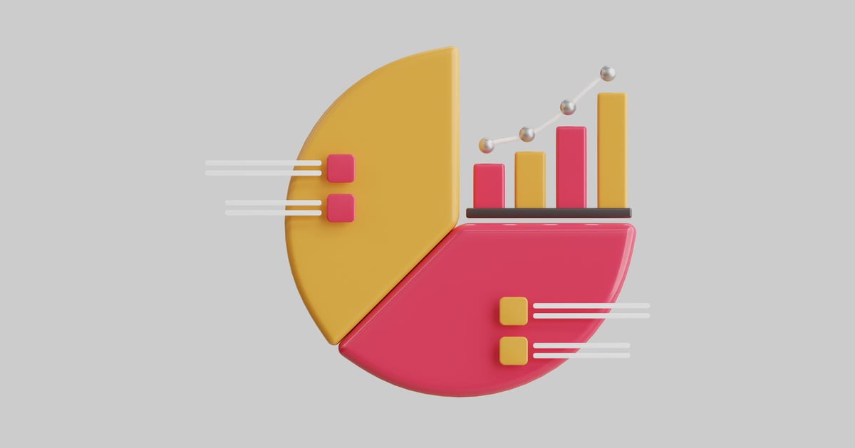 Chunky colorful pie chart graph 3D, Incl. analytics & chart - Envato