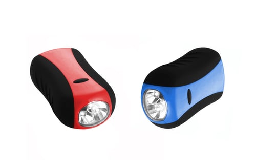 Preview: red and blue flashlight on white background