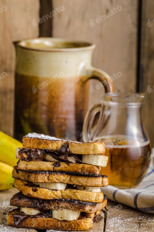 Preview: French toast filled banana and chocolate