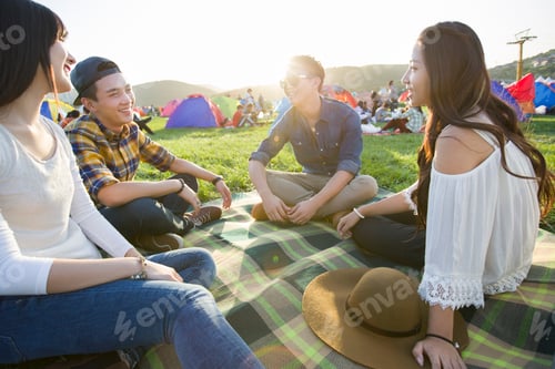 Preview: Happy friends at music festival