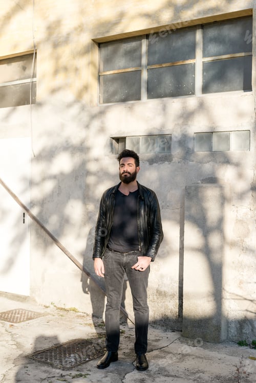 Preview: young bearded man outdoor