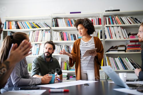 Preview: Creative managers crew working with new startup project in office. Team brainstorming