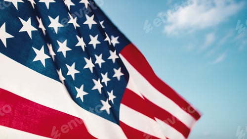 Preview: Weaving American Flag on blue sky