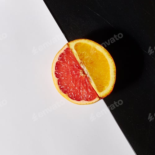 Preview: Grapefruit and orange citrus fruit halves