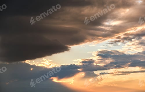 Preview: Landscape of dark clouds forming on stormy sky during thunderstorm.