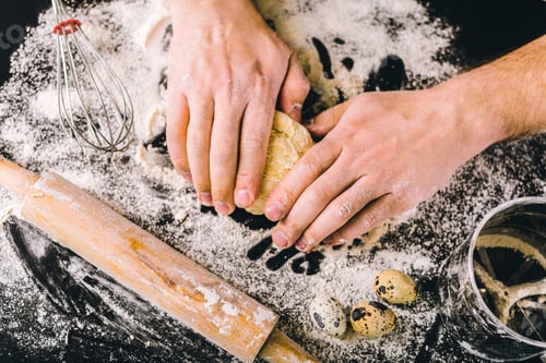 Preview: Hands kneading a dough