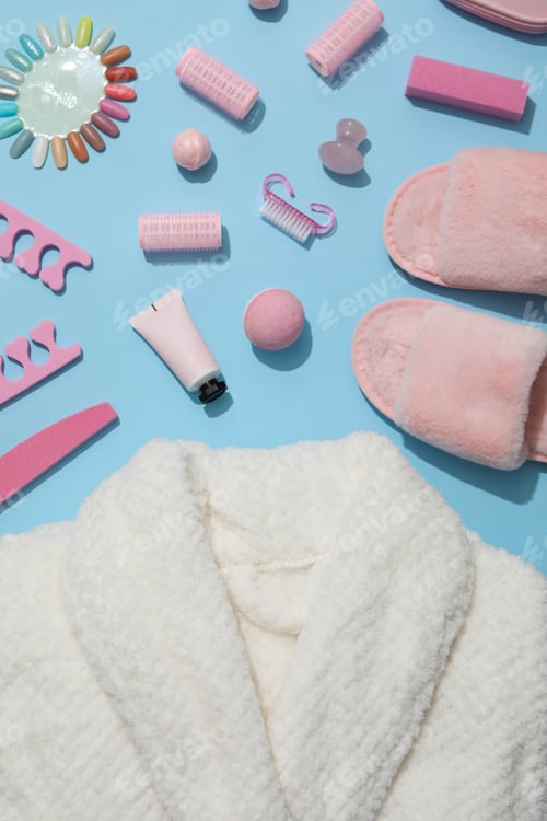 Preview: Bath accessories and supplies, composition with bathrobe