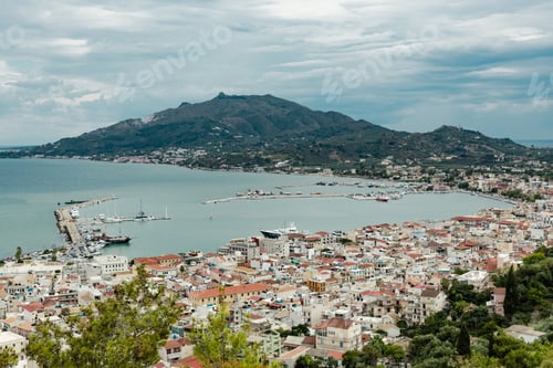 Preview: Panoramic view of the capital of Zakynthos on a gloomy day.