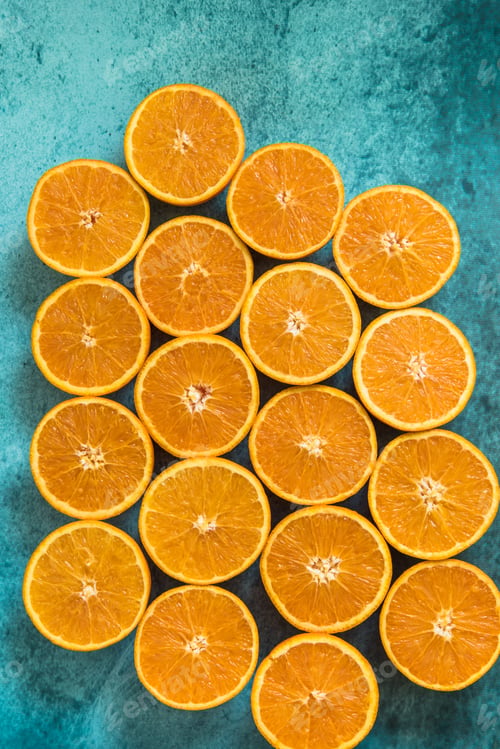 Preview: Fresh organic oranges halves fruits