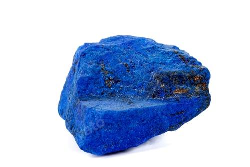 Preview: Macro Azurite mineral stone with Pyrite inserts on a white background