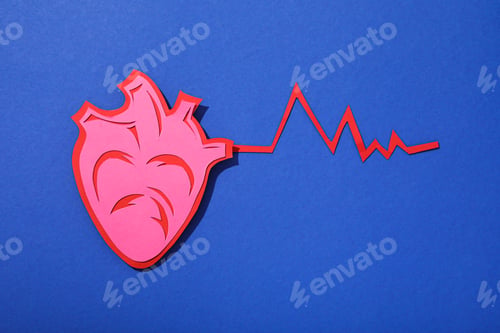 Preview: Heart with a cardiogram on a light background.