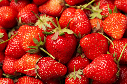 Preview: Tasty red strawberry on whole background, close up. Summer berry