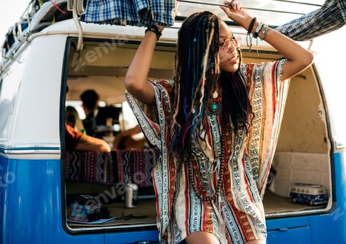 Preview: Adult Woman on Road Trip with Friends By Van